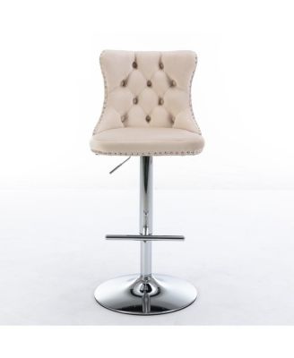 Adjustable Swivel Velvet Barstools, Set of 2