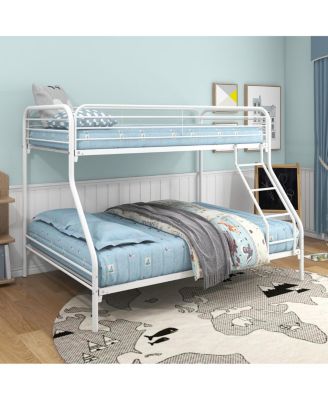 White Metal Twin Over Full Bunk Bed