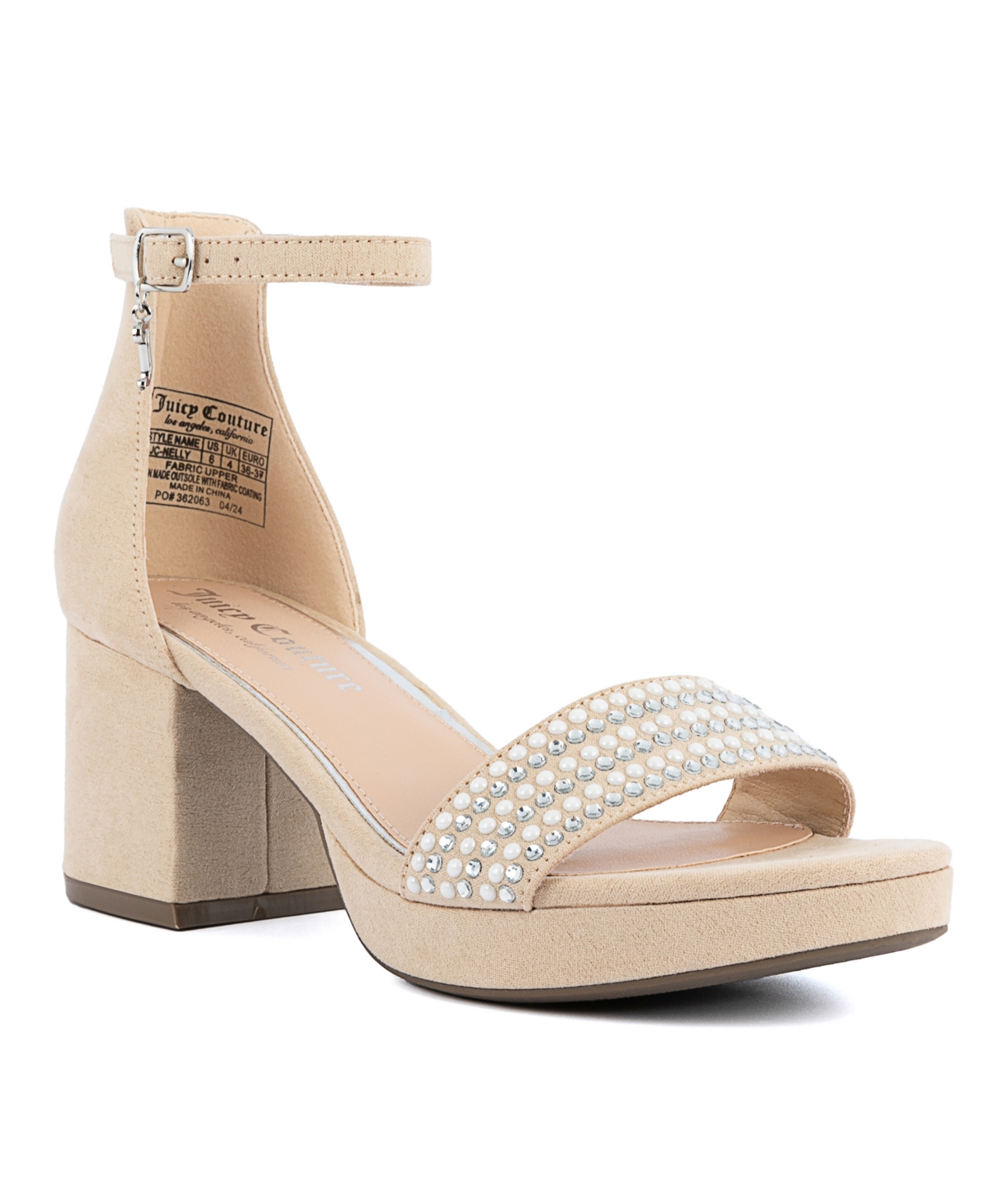 Juicy Couture Nelly Womens Ankle Strap Open Toe Block Heel In Nude Micro