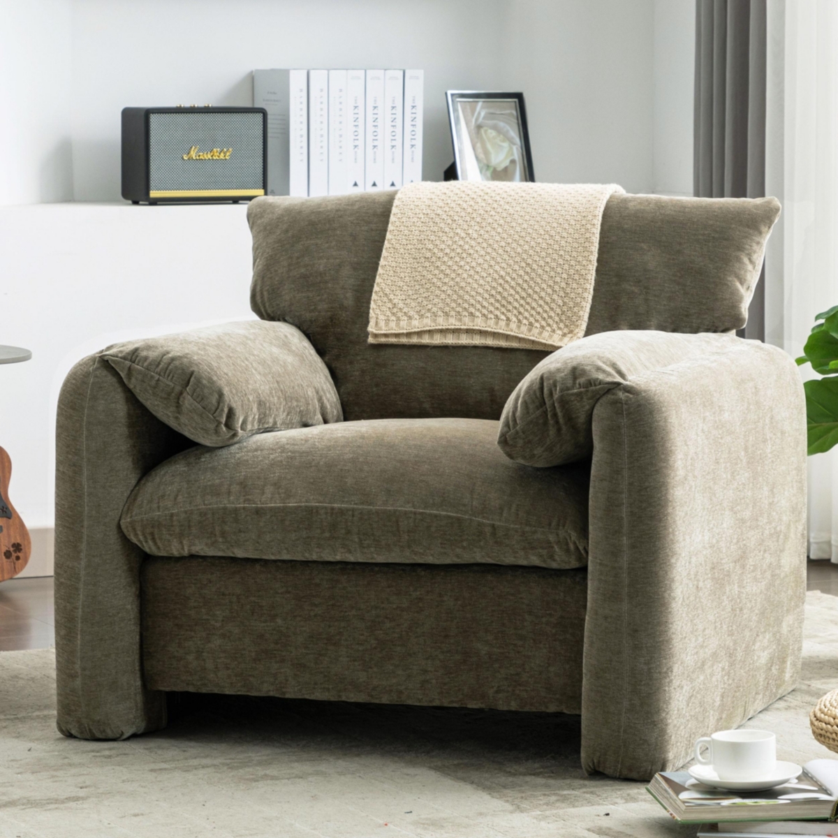 Streamdale Furniture Modern Style Chenille Oversized Armchair Accent Chair Single Sofa Lounge Chair