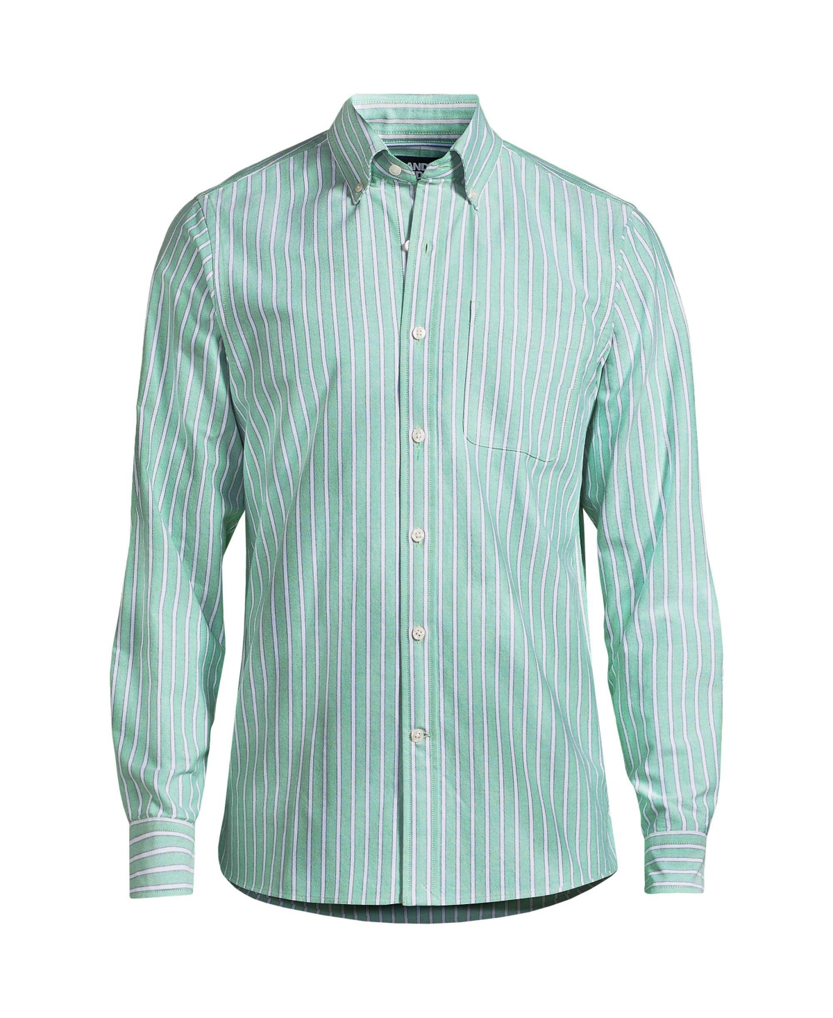 Lands' End Men's Traditional Fit Sail Rigger Oxford Shirt -navy stripe