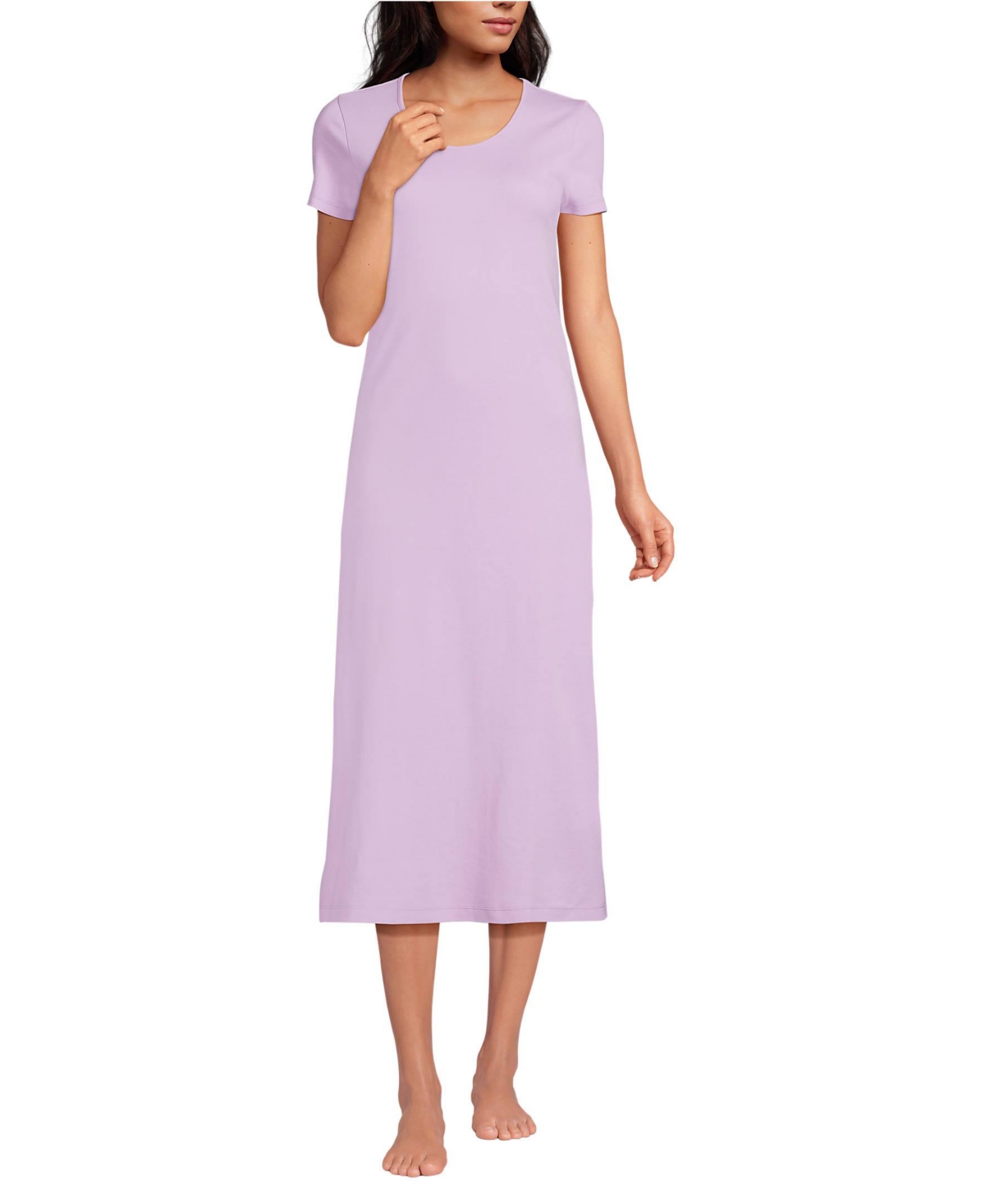 Lands' End Women's Petite Cotton Sleeve Midcalf Nightgown
