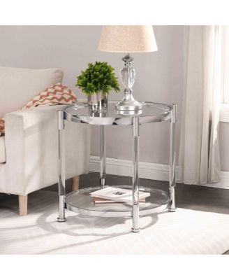Contemporary Acrylic End Table with Glass Top