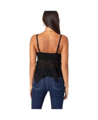 Womens Orchid Sheer Lace Top