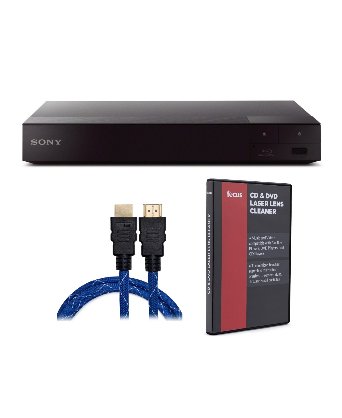 Sony 4K Upscaling 3D Streaming Blu-Ray Disc Player with Cable and Lens Cleaner - Black