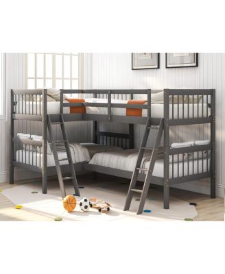 L-Shaped Bunk Bed With Ladder, Twin Size
