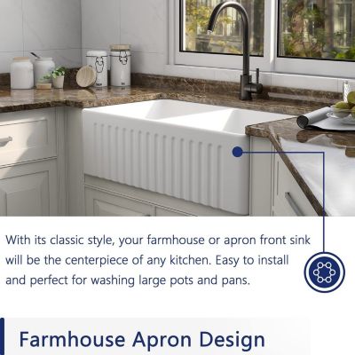 Streamdale Fireclay Double Basin Farmhouse Kitchen Sink (33"L x 20"W)