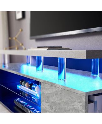 Streamdale Gray 70 Inch TV Stand with LED Gaming Console