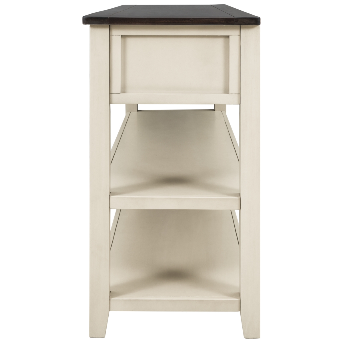 Streamdale Furniture Retro Design Console Table With Two Open Shelves, Pine Solid Wood Frame And Legs