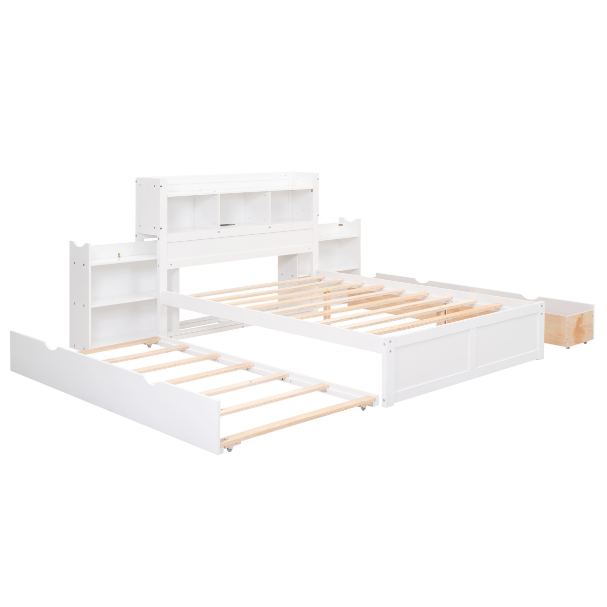 Streamdale Furniture Full Size Storage Platform Bed With Pull Out Shelves, Size Trundle And 2 Drawers, Espresso