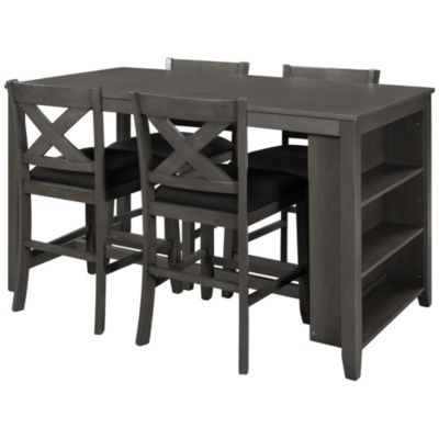 Streamdale Rustic Farmhouse 5-Piece Bar Table Set