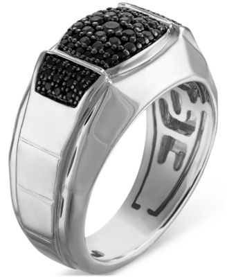 Marc Anthony Men's Black Diamond Triple Cluster Ring (1/2 ct. t.w.) in Sterling Silver-Plate, BVR1025-WSAA