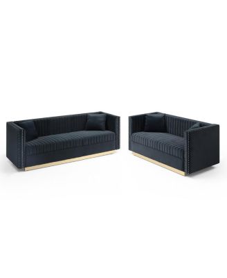 Streamdale Modern Black Velvet Sofa & Loveseat Set