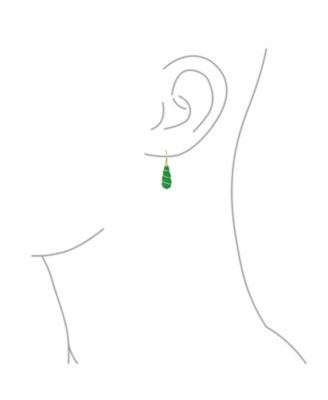 Classic Green Jade Teardrop Twisting Swirl Dangle Earrings Gold Sterling Silver