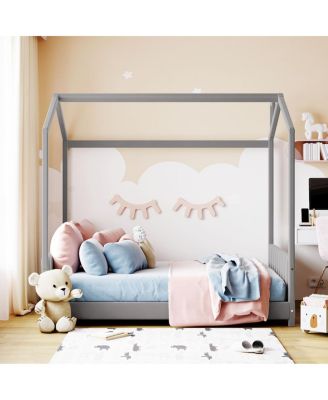 Streamdale Full Size Velvet House Bed Wood Bed