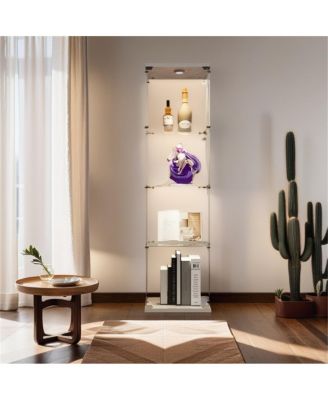 Glass Display Cabinet with 4 Lighted Shelves