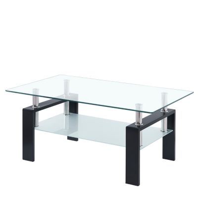 Clear Glass Coffee Table with 2-Tier Design