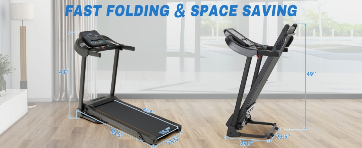 Streamdale Furniture Compact Easy Folding Treadmill Motorized Running Jogging Machine With Audio Speakers