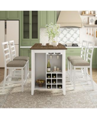 Streamdale Rubberwood Dining Set with Padded Chairs