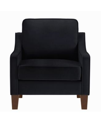 Simplie Fun Black Velvet Accent Chair with Wooden Legs