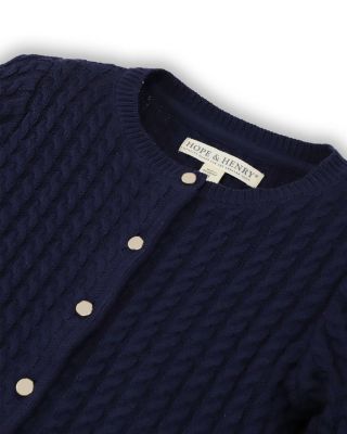 Girls Organic Long Sleeve Classic Cable Cardigan Sweater