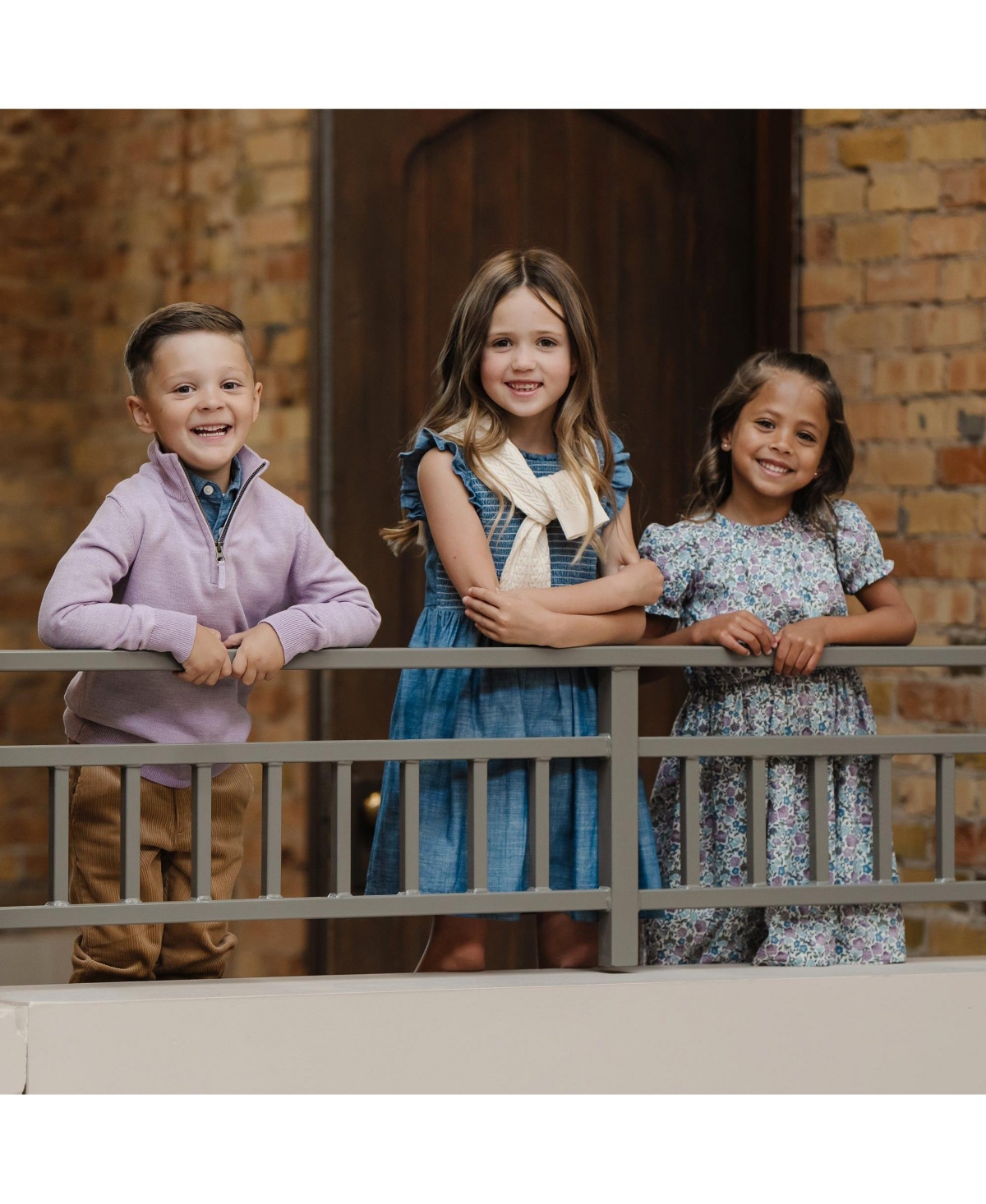 Hope & Henry Toddler Girls Organic Flutter Sleeve Smocked Bodice Chambray Dress