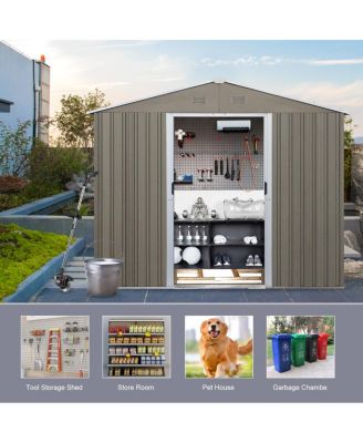 Streamdale 6FT X 8FT Outdoor Metal Storage Shed With Floor Base, Gray