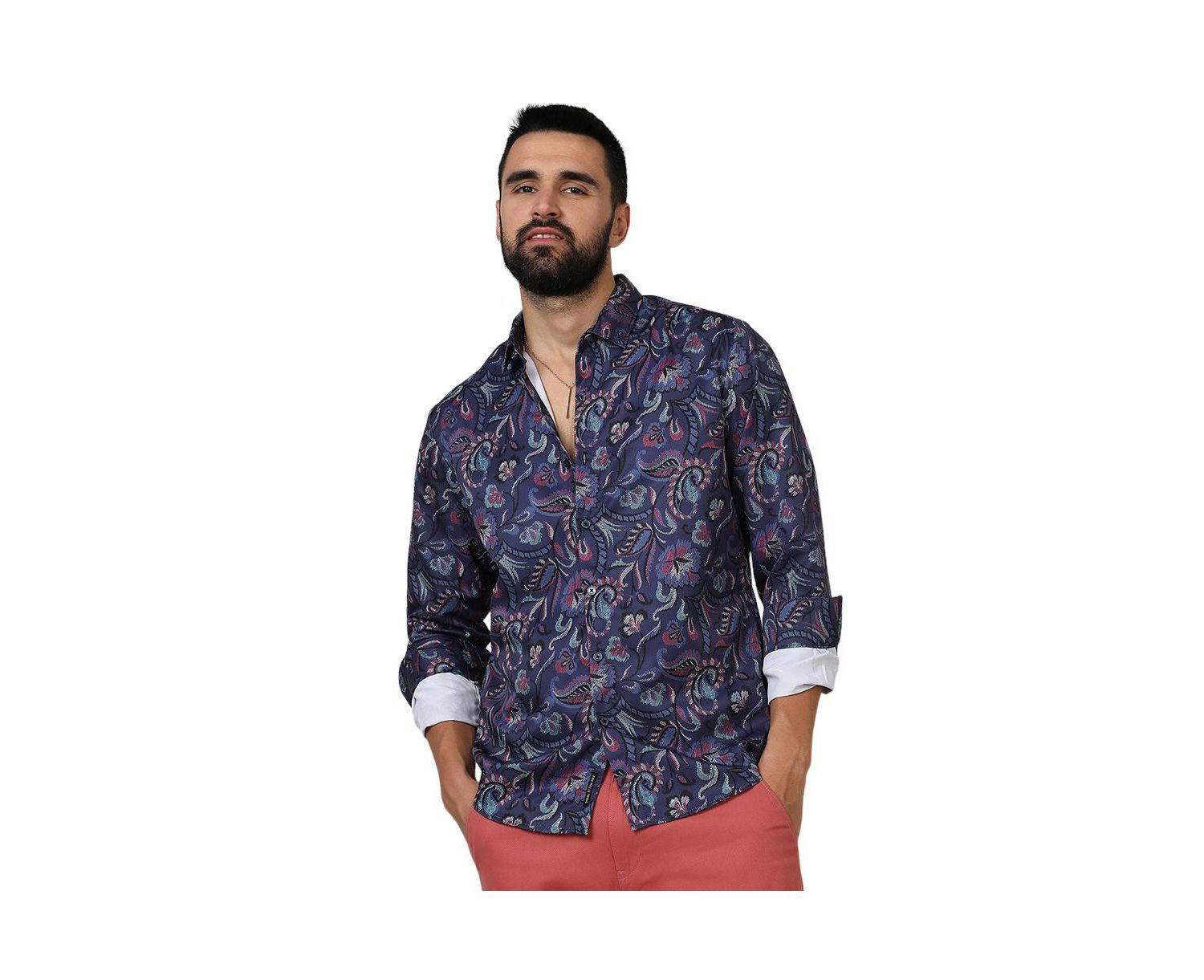 Men's Navy Blue Paisley Shirt