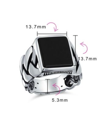 Braided Cable Wheat Wide Link Chain Band Large s Rectangle Statement Signet Ring Sterling Silver