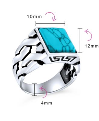 Cuban Curb Link Chain Band Rectangle Signet Ring Sterling Silver