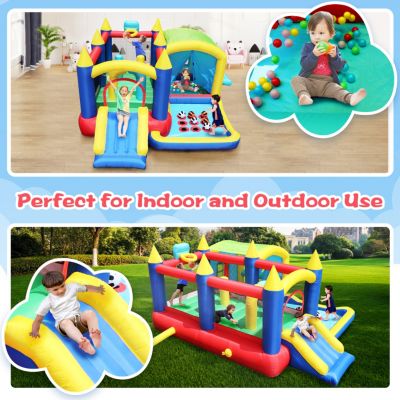 7-in-1 Inflatable Bouncy House with Ball Pit