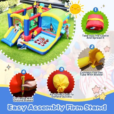 7-in-1 Inflatable Bouncy House with Ball Pit
