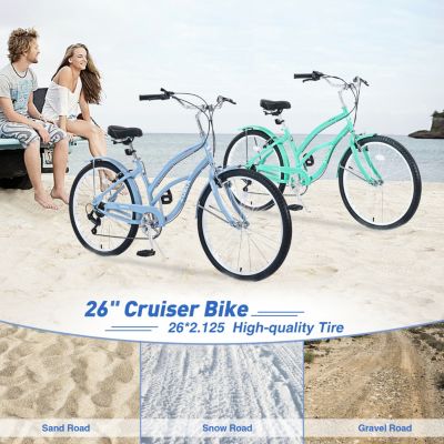 Streamdale 7 Speed Bicycles, Multiple Colors 26"Inch Beach Cruiser Bike