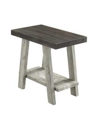Two-Tone Wood Shelf Side Table in Weathered Walnut