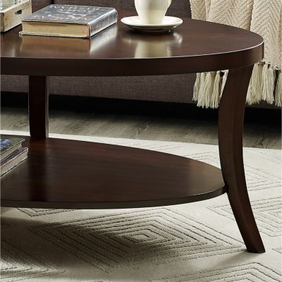 Espresso Oval Coffee Table with Shelf