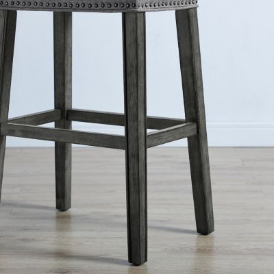 Upholstered Backless Saddle Seat Bar Stools 29" height Set of 2, Gray