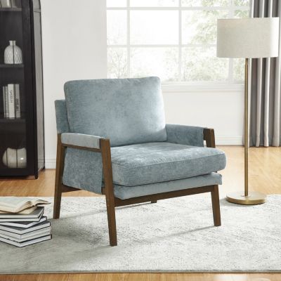 Streamdale Mid-Century Modern Velvet Accent Armchair, Blue