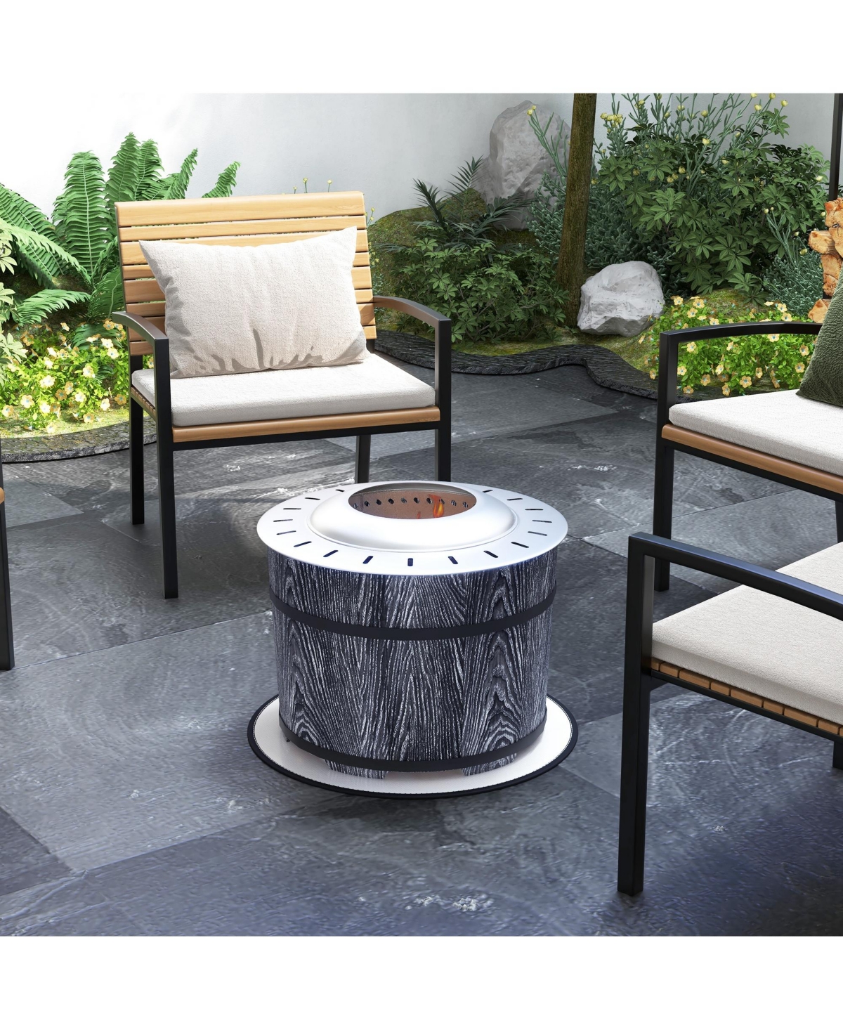 Streamdale Furniture Smokeless Fire Pit with Fireproof Mat, 20