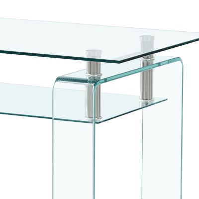 Modern Tempered Glass Coffee Table with 2 Tiers for Living Room Decor