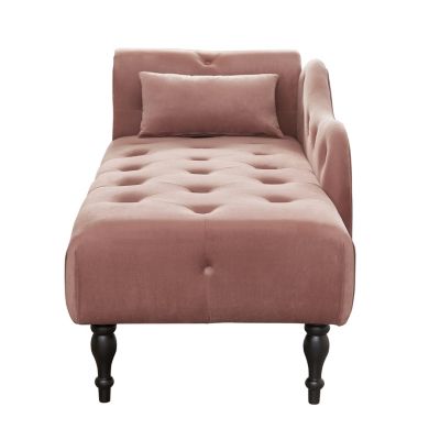 Streamdale 60" Velvet Chaise Lounge with Buttons, Nailhead Trim, and Pillow