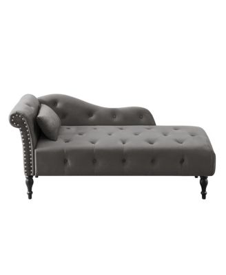 Elegant Velvet Chaise Lounge with Tufted Buttons and Nailhead Trim
