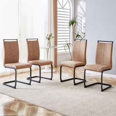 Modern Upholstered Dining Chairs with C-Shaped Metal Legs (Set of 4)