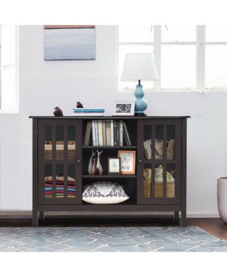 Wood TV Stand Entertainment Media Center Console for TV up to 50'' Brown