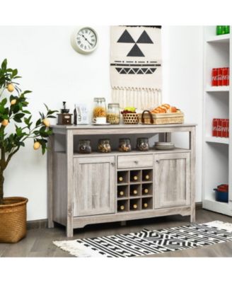  46" MDF Wine Rack, Open Shelf, Adjustable Shelves, Utility Drawer, Anti-Tip Buffet Sideboard Cabinet