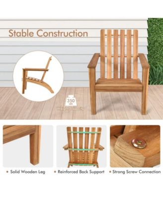 Outdoor Patio Acacia Wood Adirondack Lounge Armchair