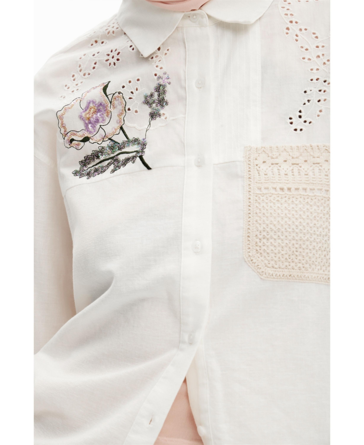 Desigual Women's Crochet linen shirt
