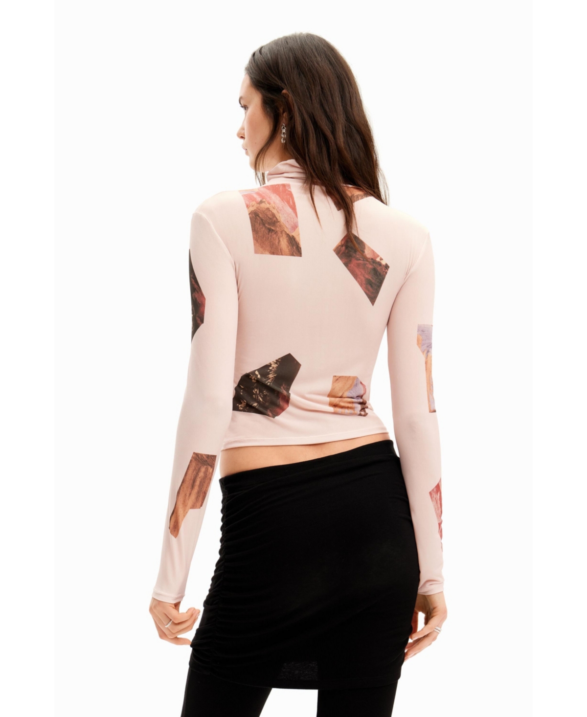 Desigual Women's Slim high neck collage T-shirt