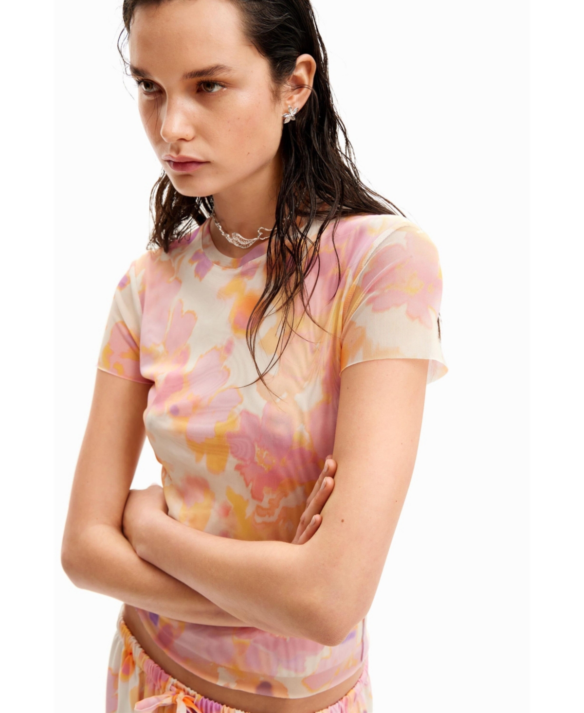 Desigual Women's Out-of-focus tulle T-shirt