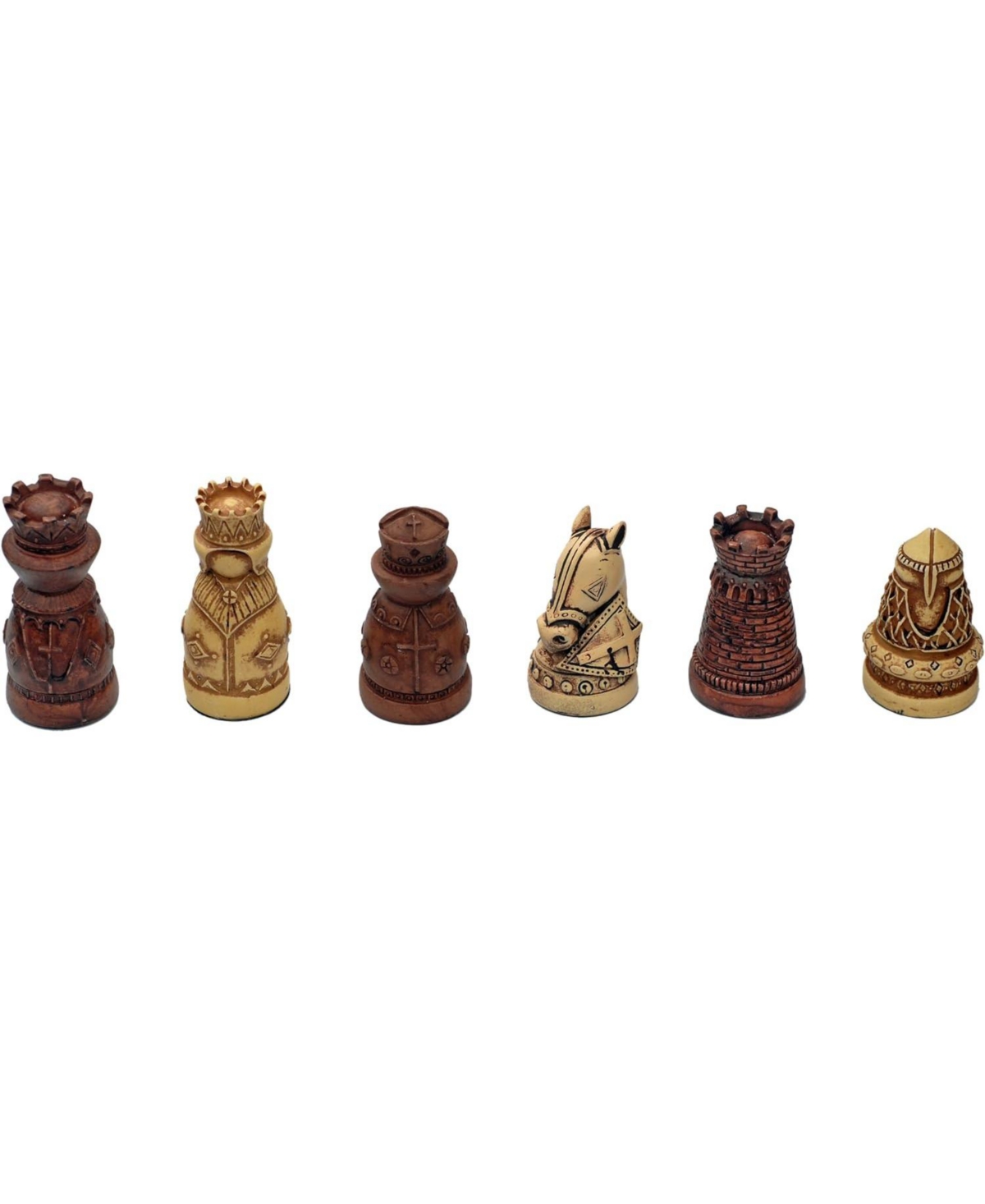 We Games Medieval Chess & Checkers Game Set - Wood Board with Storage Drawers 15 in.