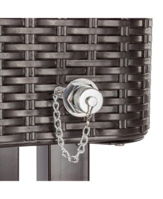 80QT Rattan Square Legs Cooler with Shelf Portable Patio Party Cooler Cart